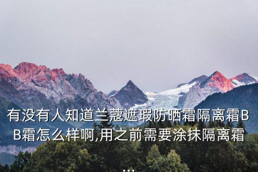 有没有人知道兰蔻遮瑕防晒霜隔离霜BB霜怎么样啊,用之前需要涂抹隔离霜...