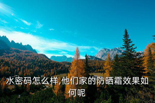 水密码怎么样,他们家的防晒霜效果如何呢