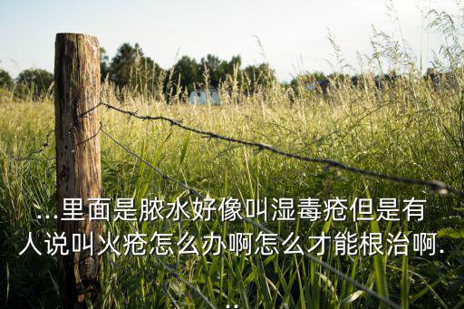 ...里面是脓水好像叫湿毒疮但是有人说叫火疮怎么办啊怎么才能根治啊...