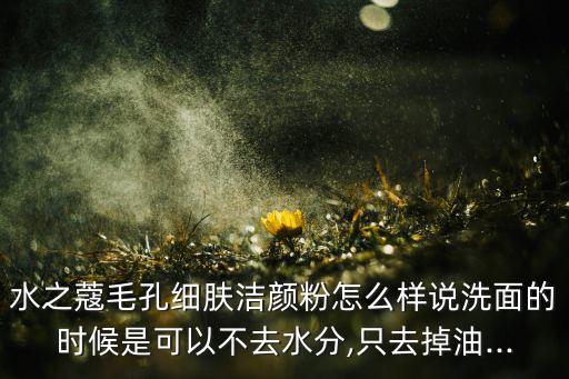 水之蔻毛孔细肤洁颜粉怎么样说洗面的时候是可以不去水分,只去掉油...