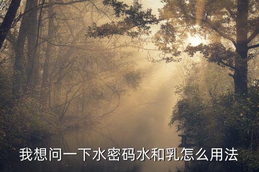 我想问一下水密码水和乳怎么用法