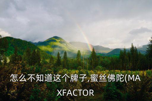 怎么不知道这个牌子,蜜丝佛陀(MAXFACTOR