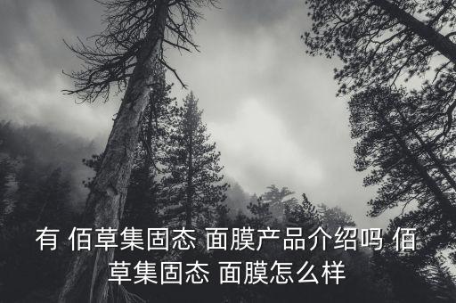 有 佰草集固态 面膜产品介绍吗 佰草集固态 面膜怎么样