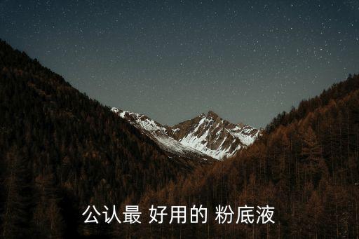 公认最 好用的 粉底液