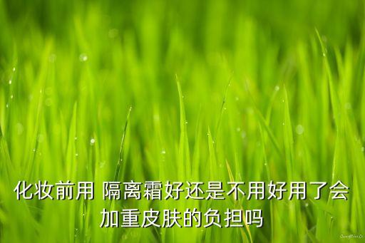 化妆前用 隔离霜好还是不用好用了会加重皮肤的负担吗
