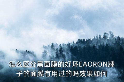 怎么区分黑面膜的好坏EAORON牌子的面膜有用过的吗效果如何