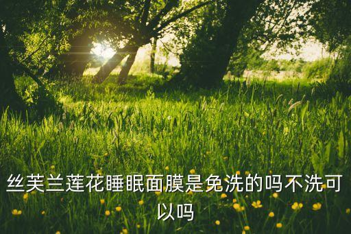 丝芙兰莲花睡眠面膜是免洗的吗不洗可以吗