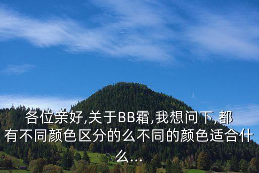 各位亲好,关于BB霜,我想问下,都有不同颜色区分的么不同的颜色适合什么...