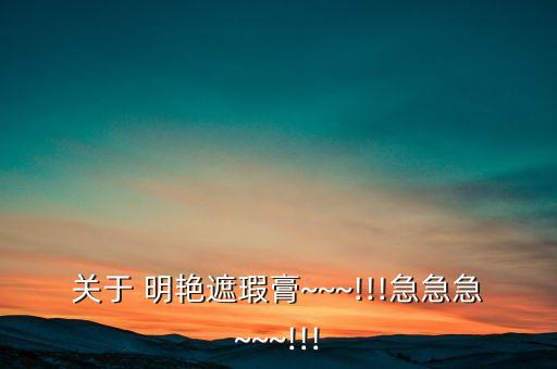 关于 明艳遮瑕膏~~~!!!急急急~~~!!!