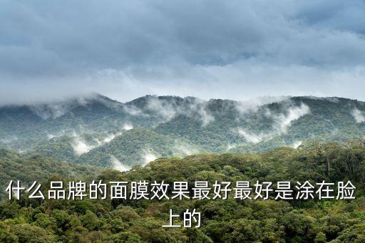 什么品牌的面膜效果最好最好是涂在脸上的