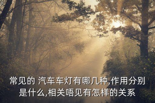 常见的 汽车车灯有哪几种,作用分别是什么,相关唔见有怎样的关系