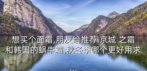 想买个面霜,朋友给推荐 京城 之霜和韩国的蜗牛霜,秋冬季哪个更好用求...