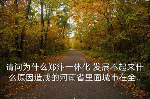 请问为什么郑汴一体化 发展不起来什么原因造成的河南省里面城市在全...
