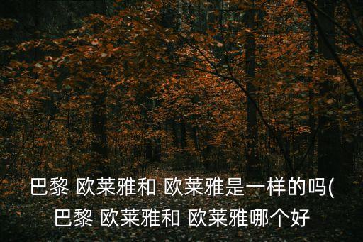 巴黎 欧莱雅和 欧莱雅是一样的吗(巴黎 欧莱雅和 欧莱雅哪个好