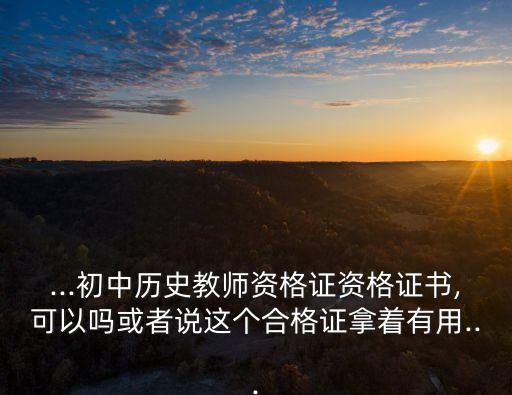 ...初中历史教师资格证资格证书,可以吗或者说这个合格证拿着有用...