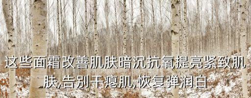这些面霜改善肌肤暗沉抗氧提亮紧致肌肤,告别干瘪肌,恢复弹润白