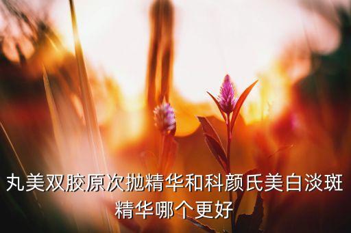 丸美双胶原次抛精华和科颜氏美白淡斑精华哪个更好