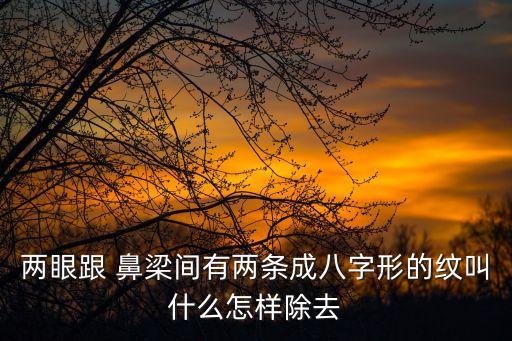 两眼跟 鼻梁间有两条成八字形的纹叫什么怎样除去