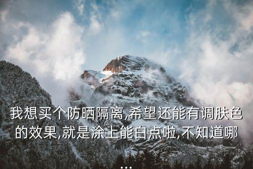 我想买个防晒隔离,希望还能有调肤色的效果,就是涂上能白点啦,不知道哪...