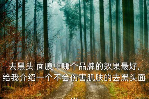 去黑头 面膜中哪个品牌的效果最好,给我介绍一个不会伤害肌肤的去黑头面...