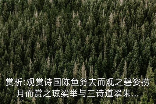 赏析:观赏诗国陈鱼务去而观之碧姿捞月而赏之琼梁举与三诗道翠朱...