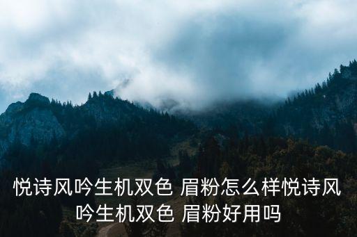 悦诗风吟生机双色 眉粉怎么样悦诗风吟生机双色 眉粉好用吗