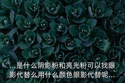 ...是什么阴影粉和亮光粉可以找眼影代替么用什么颜色眼影代替呢...