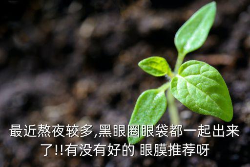 最近熬夜较多,黑眼圈眼袋都一起出来了!!有没有好的 眼膜推荐呀