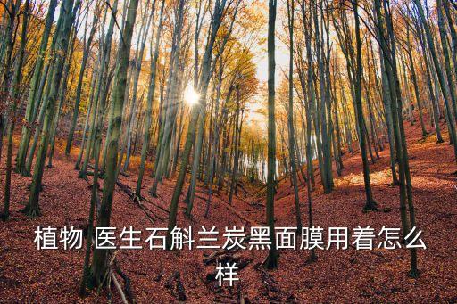  植物 医生石斛兰炭黑面膜用着怎么样