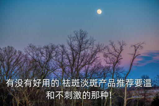 有没有好用的 祛斑淡斑产品推荐要温和不刺激的那种!
