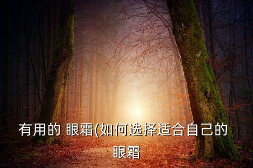 有用的 眼霜(如何选择适合自己的 眼霜